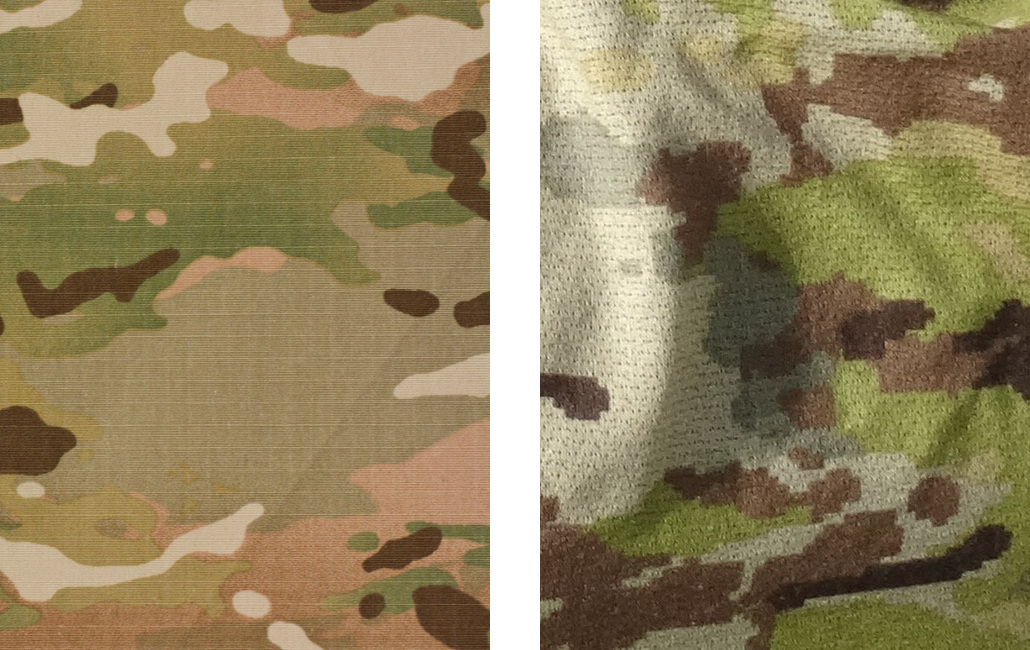Links Multicam, rechts het nieuwe camouflagepatroon wat in Mali wordt gedragen